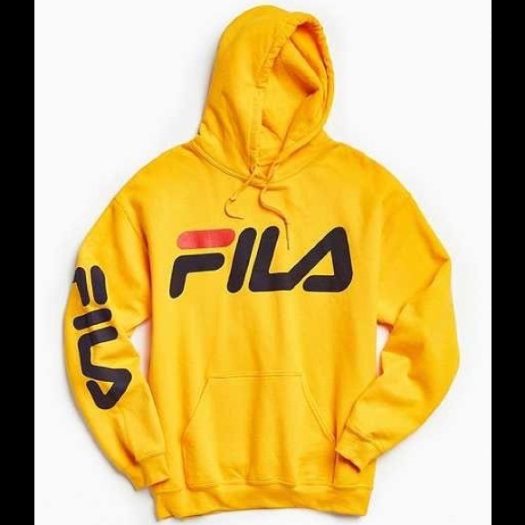 Fila Yellow hoodie unisex sweatshirt Sz medium - Picture 1 of 7